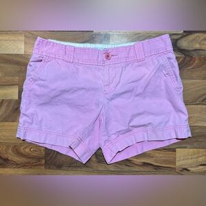 Lilly Pulitzer Pink Chino Shorts Size 6 • Palm Logo • 5” Inseam • Cotton